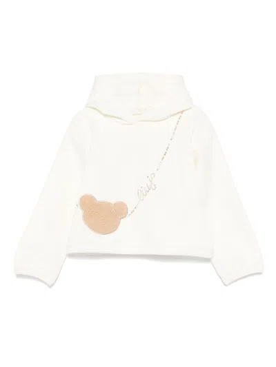 Liu •jo Kids' Crystal-embellished Logo Hoodie In White