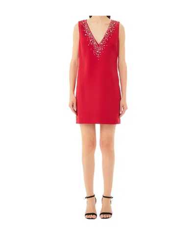 Liu •jo Crystal-embellished Mini Dress In Red