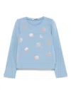 Liu •jo Crystal-embellished Polka-dot Sweatshirt In Blue