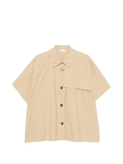 Liu •jo Crystal Embellished Poncho In Neutral