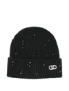 Liu •jo Crystal-embellished Ribbed Beanie In Black