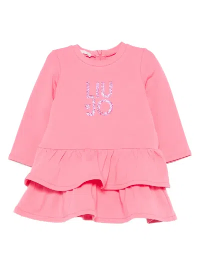 Liu •jo Babies' Crystal-embellished Ruffled Dress In Pink