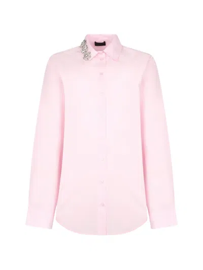 Liu •jo Crystal-embellished Shirt In Pink