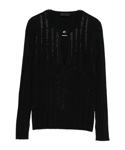 Liu •jo Crystal Embellished Sweater In Black