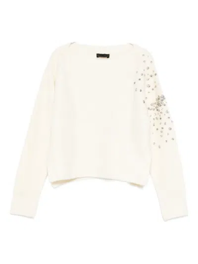 Liu •jo Crystal-embellished Sweater In White