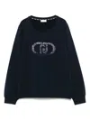 Liu •jo Crystal-embellished Sweatshirt In Blue