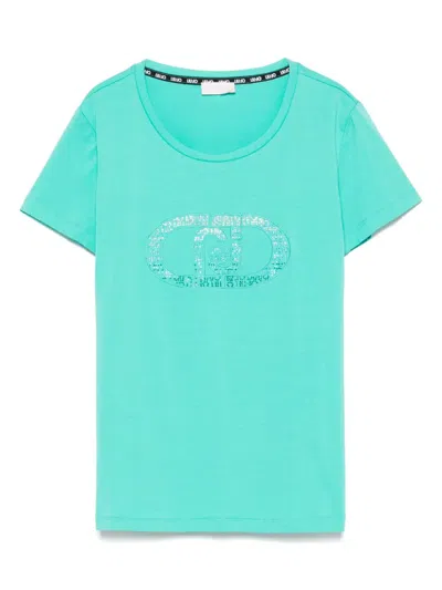 Liu •jo Crystal-embellished T-shirt In Green