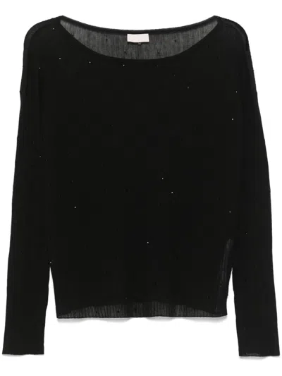 Liu •jo Crystal-embellished Top In Black