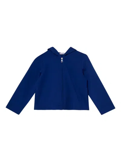 Liu •jo Kids' Crystal-embellished Zip-up Hoodie In Blue