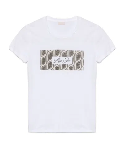 LIU •JO LIU JO LOGO EMBELLISHED CREWNECK T-SHIRT