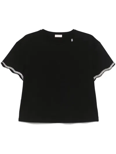 Liu •jo Crystal-embellishment T-shirt In Black