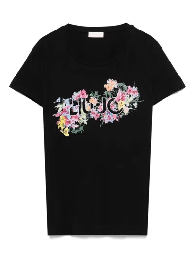 Liu •jo Crystal-embellishment T-shirt In Black