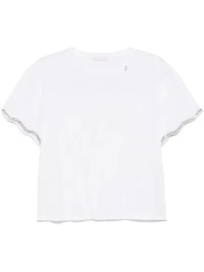 Liu •jo Crystal-embellishment T-shirt In White