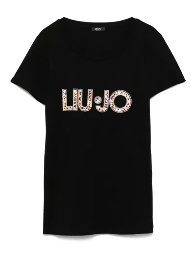 Liu •jo Crystal-logo T-shirt