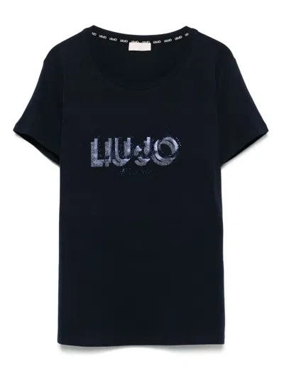 Liu •jo Crystal-logo T-shirt
