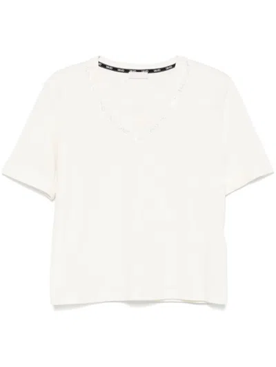 Liu •jo Crystal-logo T-shirt In White
