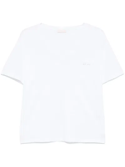 Liu •jo Crystal-logo T-shirt In White