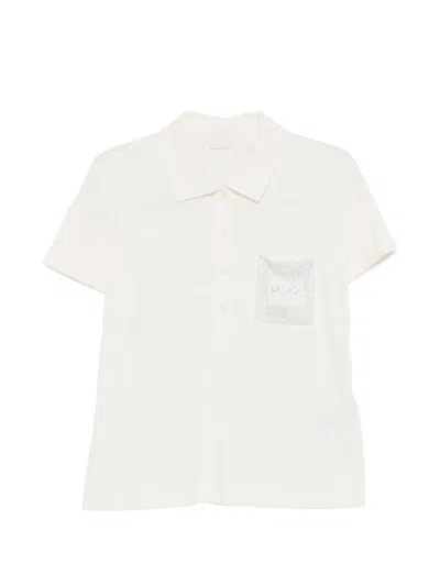 Liu •jo Crystal-pocket Polo Top In Neutral
