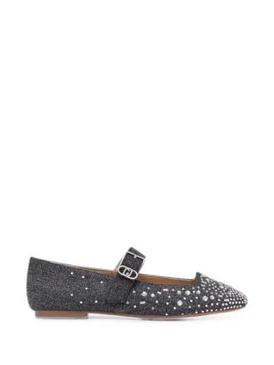Liu •jo Crystal-embellished Brigitte 11 Ballet Flats In Gray