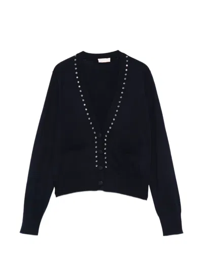 Liu •jo Crystal-embellished Cardigan In Blue