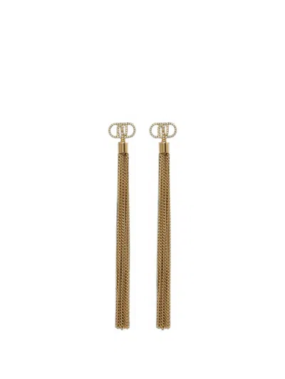 Liu •jo Crystal-embellished Chain-fringe Earrings In Gold