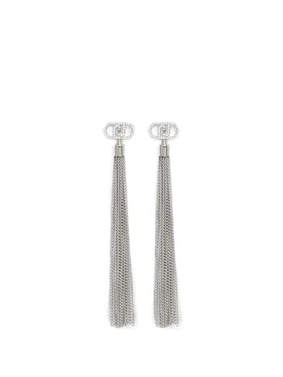 Liu •jo Crystal-embellished Chain-fringe Earrings In Metallic
