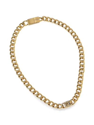 Liu •jo Crystal-embellished Curb-link Necklace In Gold