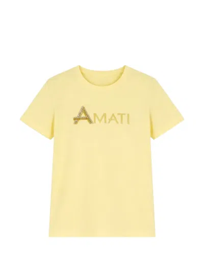 Liu •jo Crystal-embellished Logo-print T-shirt In Yellow