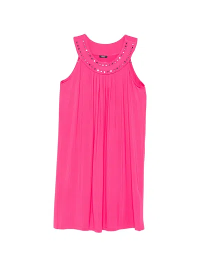 Liu •jo Crystal-embellished Pleated Mini Dress In Pink
