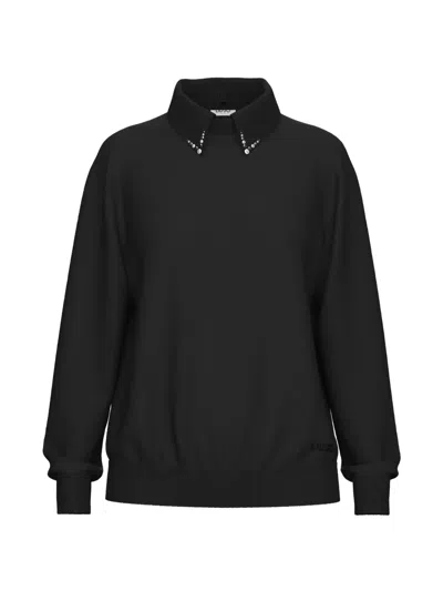 Liu •jo Crystal-embellished Sweatshirt In Black