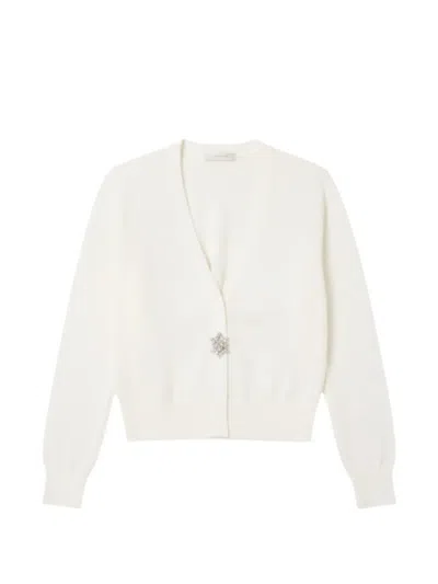 Liu •jo Crystal-embellished V-neck Cardigan In White