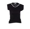 Liu •jo Crystal Embellished Cap Sleeve Ruched Top In Blue