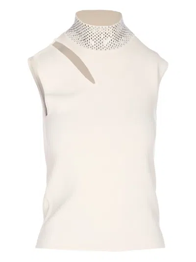 Liu •jo Cut-out-detail Embellished Top In White