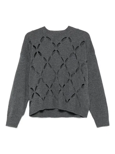 Liu •jo Cut-out Detailed Sweater In Gray