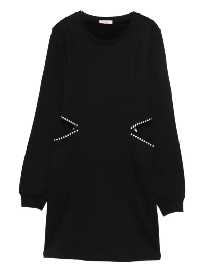 Liu •jo Cut-out Embellished Dress In Black