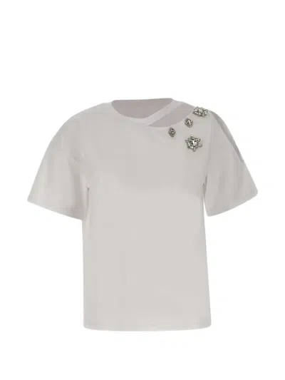 Liu •jo Cut-out Jewel-embroidery T-shirt In White