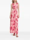 Liu •jo Cut-out Leaf-print Maxi Dress In Pink