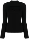 Liu •jo Cut-out Ribbed Jumper In Black