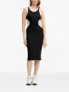 Liu •jo Cut-out Ribbed Midi Dress In Black