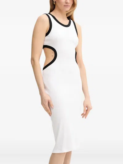 Liu •jo Cut-out Ribbed Midi Dress In White