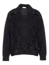 Liu •jo Cut-out V-neck Sweater In Black