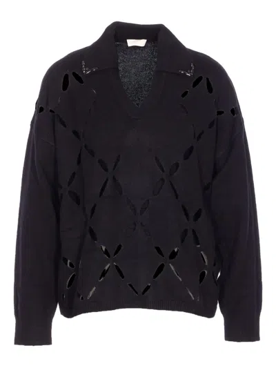 LIU •JO CUT-OUT V-NECK SWEATER