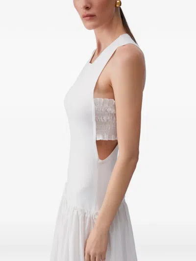 Liu •jo Cut-out Smock Maxi Dress In White