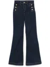 Liu •jo Liu Jo Dark Blue Flared Jeans With Silver Buttons In Blue
