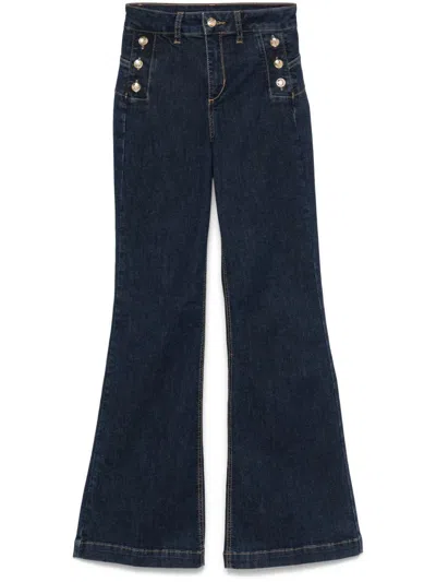 Liu •jo Liu Jo Dark Blue Flared Jeans With Silver Buttons