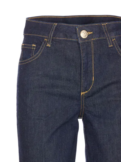 Liu •jo Liu Jo Dark Denim Jeans With Shimmer Button In Blue