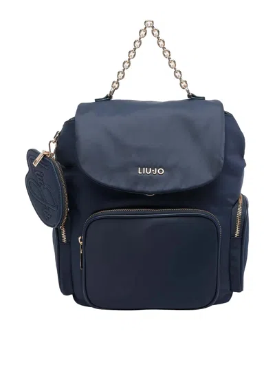 Liu •jo Dark Navy Logo Backpack In Blue