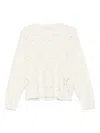 Liu •jo Delicate Laser-cut Off-white Wool Sweater In White