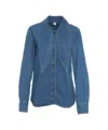 Liu •jo Denim Blouse With Bow Neck In Blue