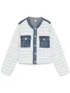 Liu •jo Liu Jo Blue Jacket With Tweed Design In Blue